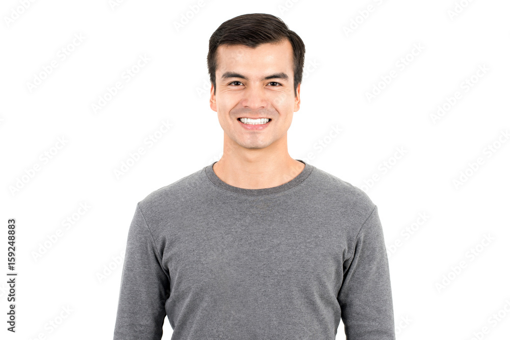 Fototapeta premium Portrait of happy smiling man wearing casual t-shirt