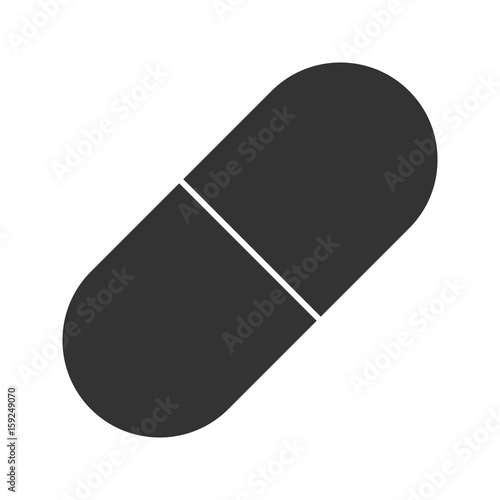 Capsule tablet icon. Silhouette symbol. Negative space. Vector isolated illustration.