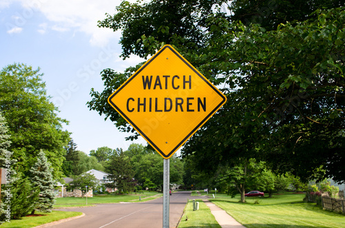 Watch Children sign on a neighborhood street