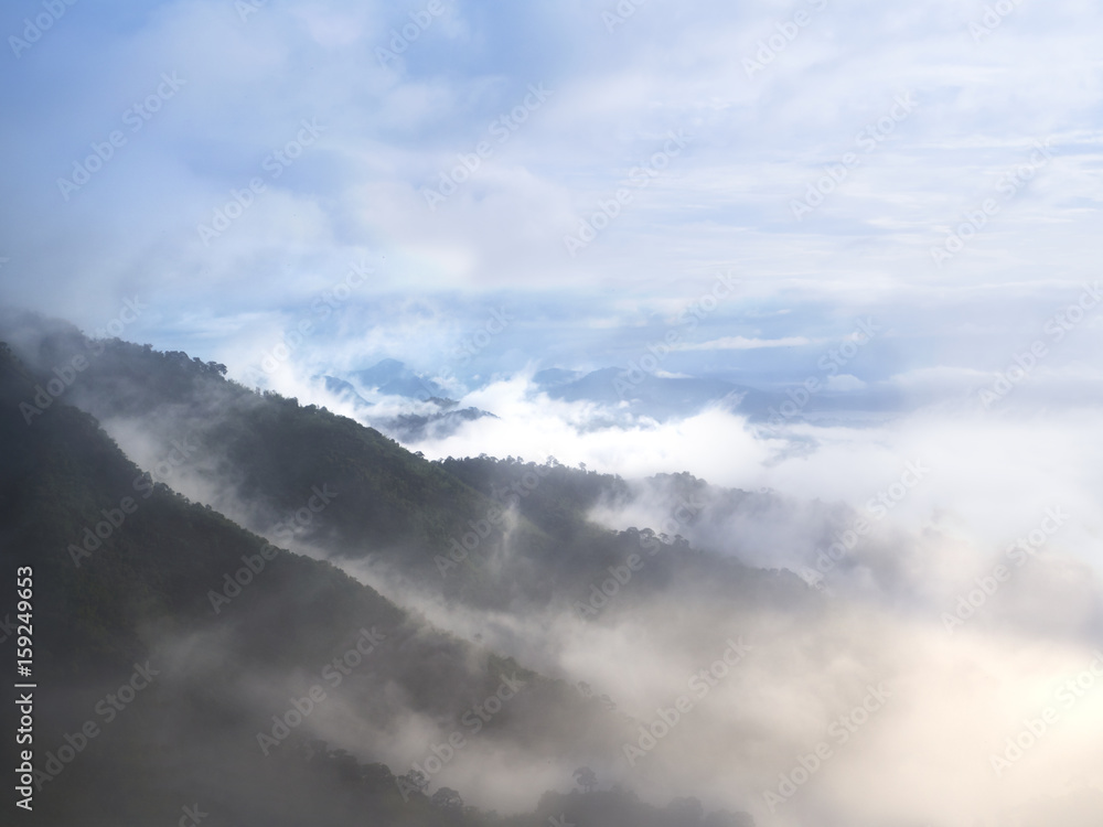 Fog and clouds above the mountains in rainy season at Thailand. Fog and clouds above the mountains in rainy season at Thailand.