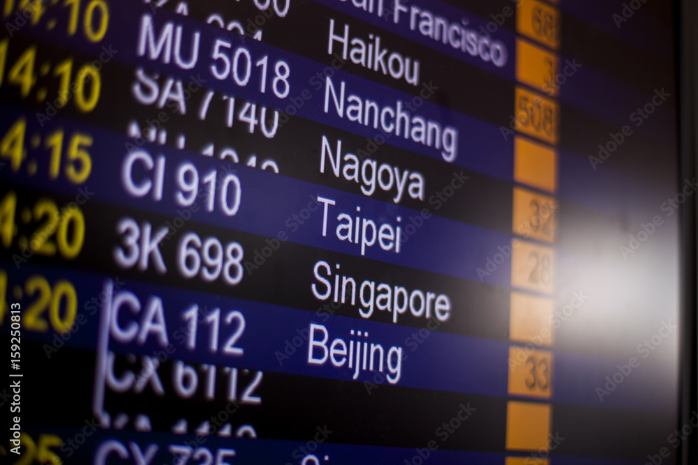 Departure board at an airport Departure board at an airport