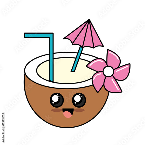 kawaii cute happy coconut water
