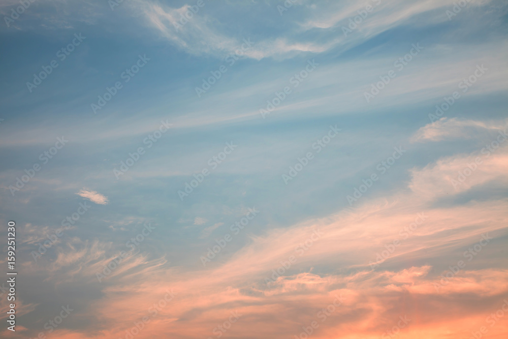 Sky clouds sunset. Pastel colors style.