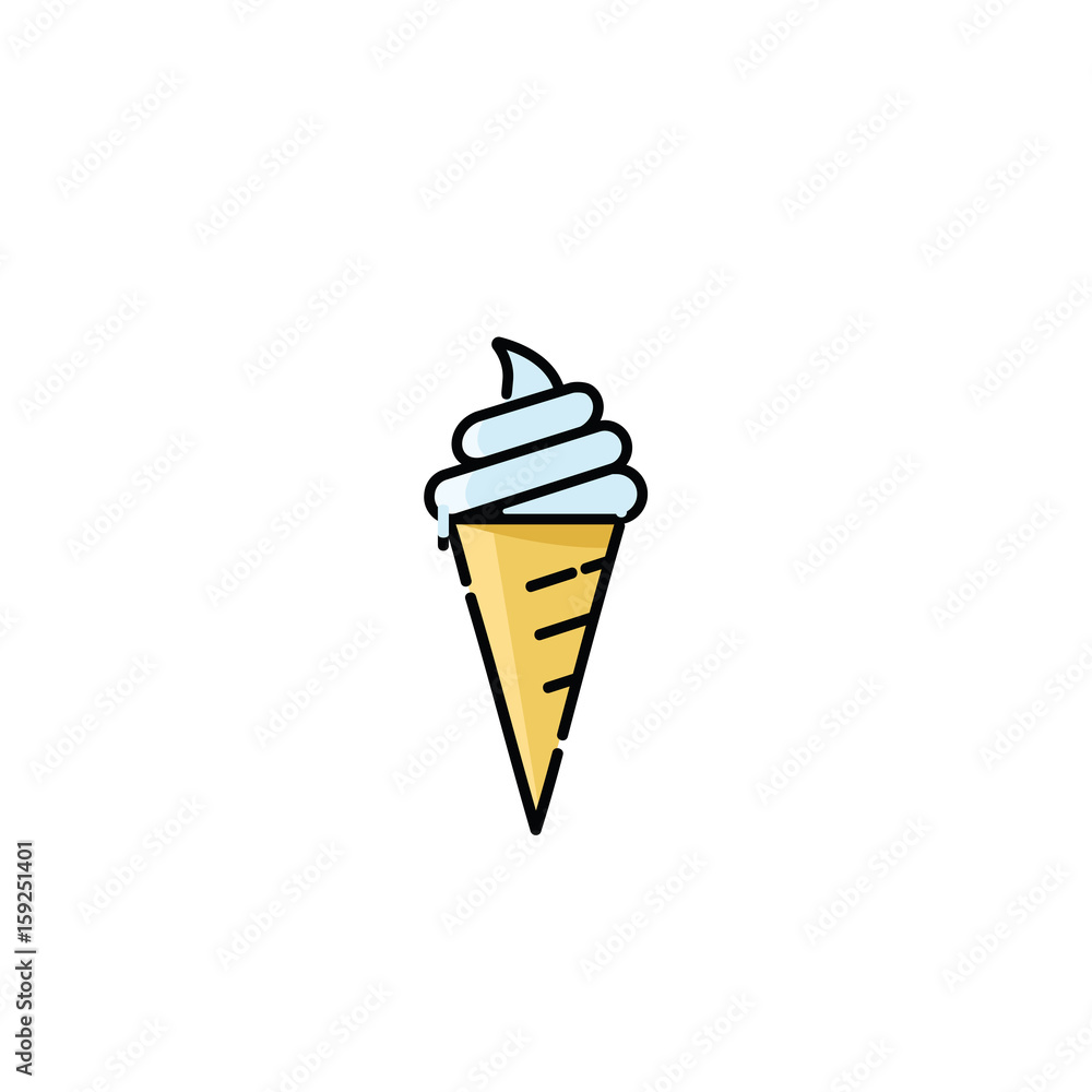 Waffle cone ice cream vector. Ice cream cone vector