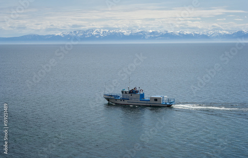 Boat in the spring in the south of Lake Baikal