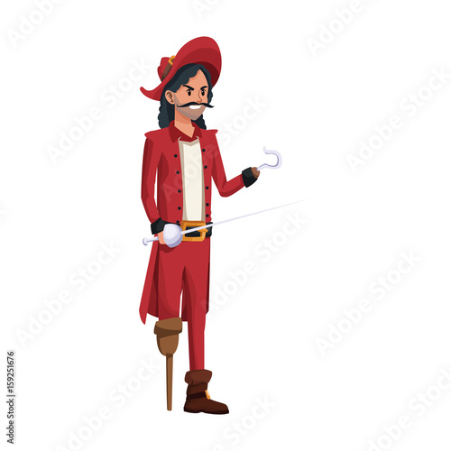 pirate man costume halloween costume vector illustration