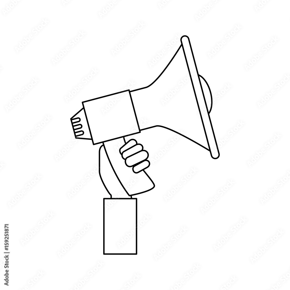 hand holding a megaphone icon over white background vector illustration hand holding a megaphone icon over white background vector illustration