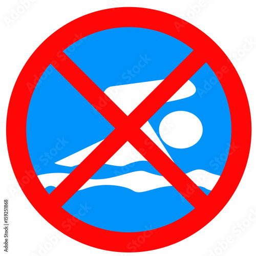 No swimming sign, on white background, vector illustration photo