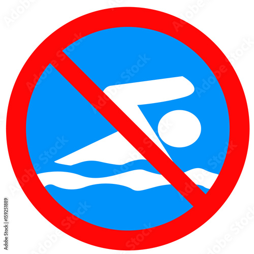 No swimming sign, on white background, vector illustration photo