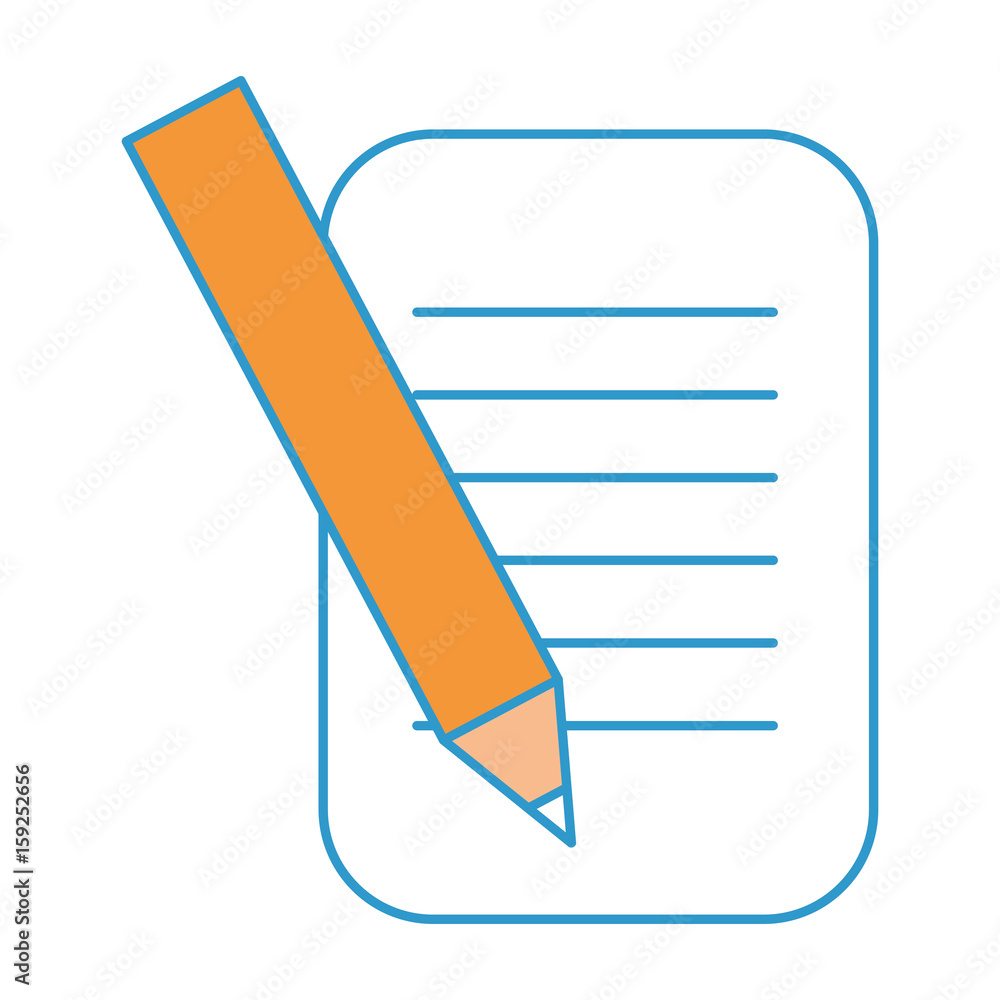 pencil and paper page icon over white background colorful design vector illustration