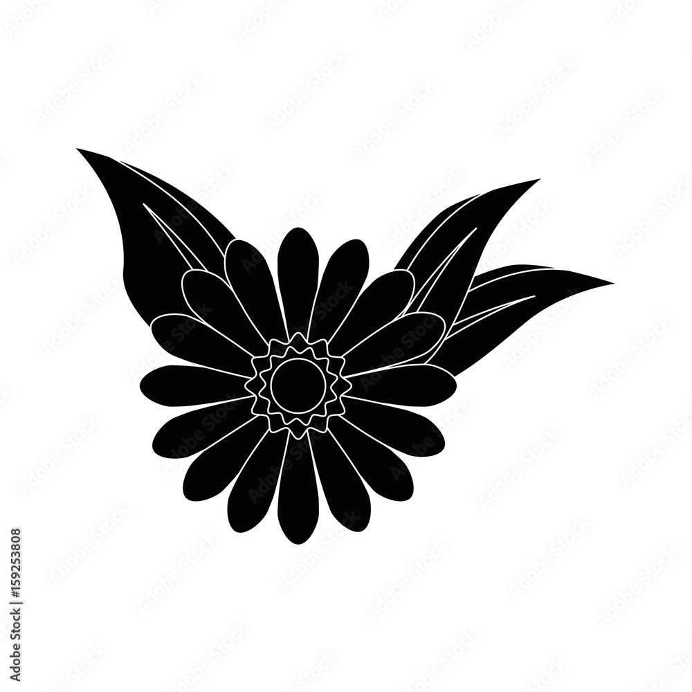 flowers and leaves icon over white background vector illustration