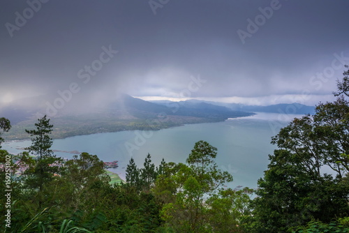 lake Batur in a volcano crater - the biggest fresh-water lake on the island of Bali, Indonesia