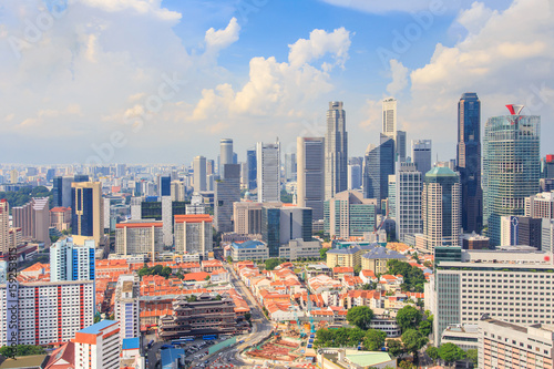 Photography Top views skyline business building and financial district in sunshine day at Si