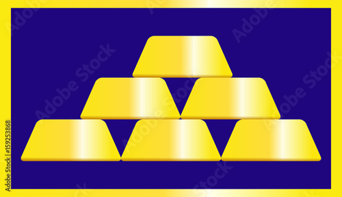 Goldbarren: Goldbarren auf blauem Hintergrund