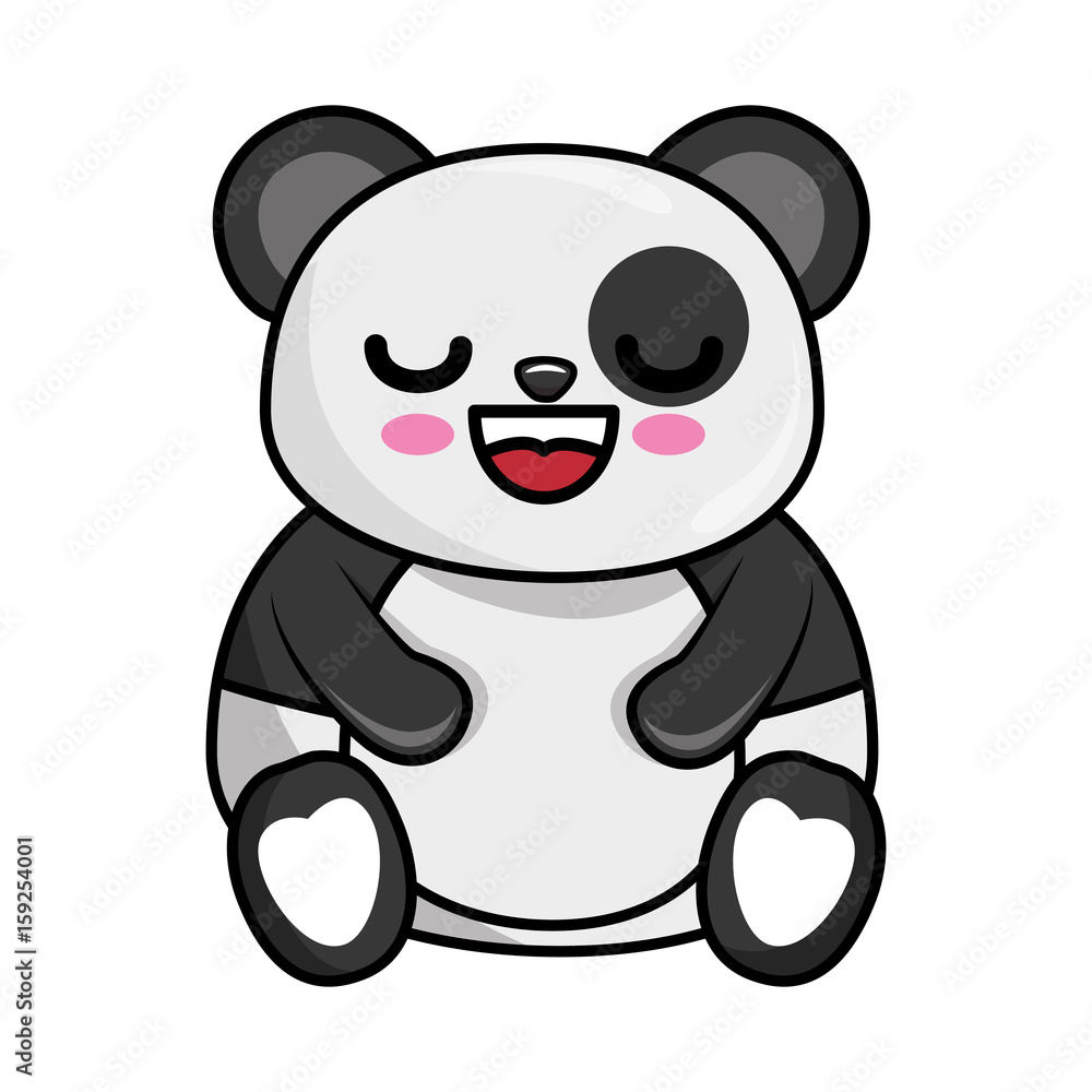 Fototapeta premium kawaii panda bear icon over white background colorful design vector illustration