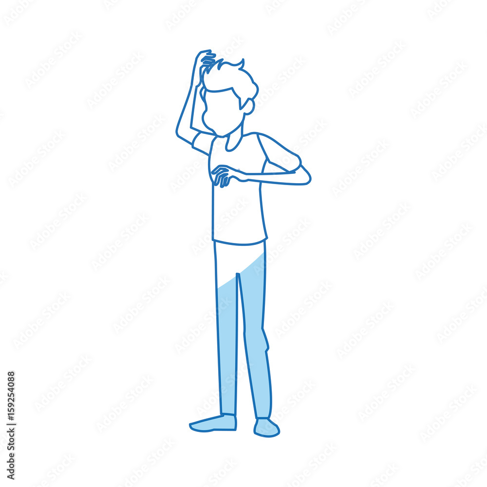 dizziness young man holding his head vector illustration dizziness young man holding his head vector illustration