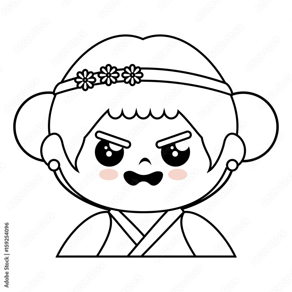 Obraz premium kawaii japanese girl icon over white background vector illustration