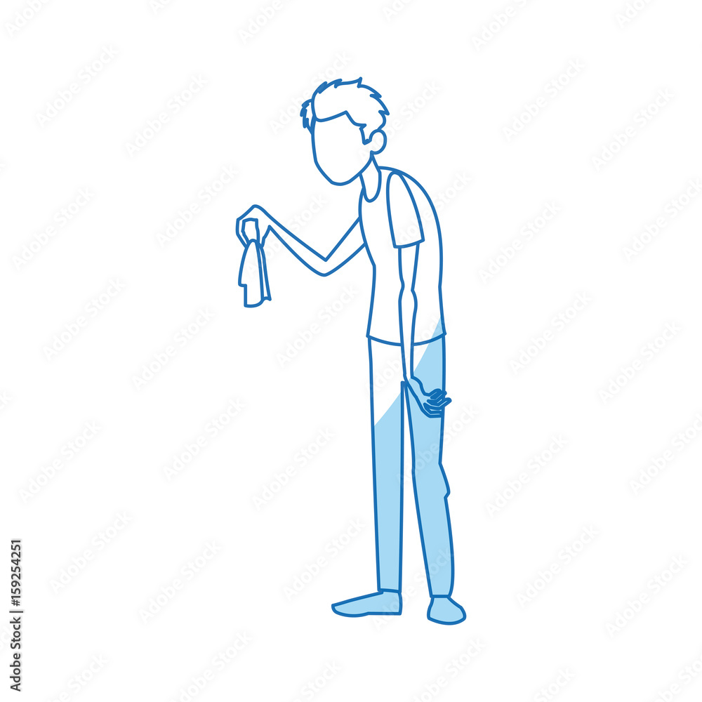 sick man character handkerchief in hand vector illustration sick man character handkerchief in hand vector illustration