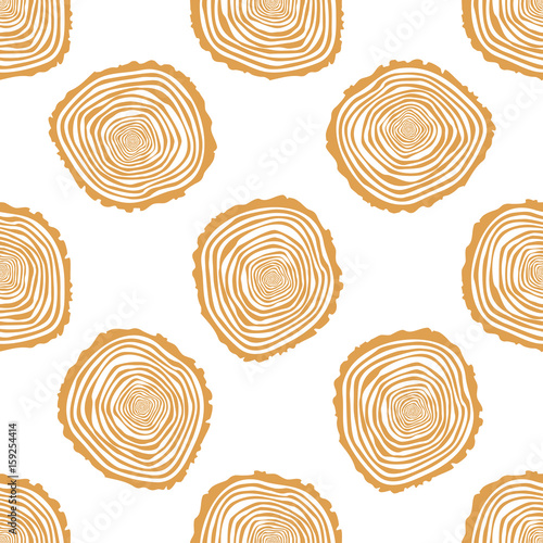 Tree Rings Seamless Vector Pattern. Saw cut tree trunk background. Vector Illustration.