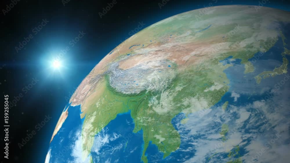 Realistic Earth Rotating on space (Loop). Texture map courtesy of NASA ...