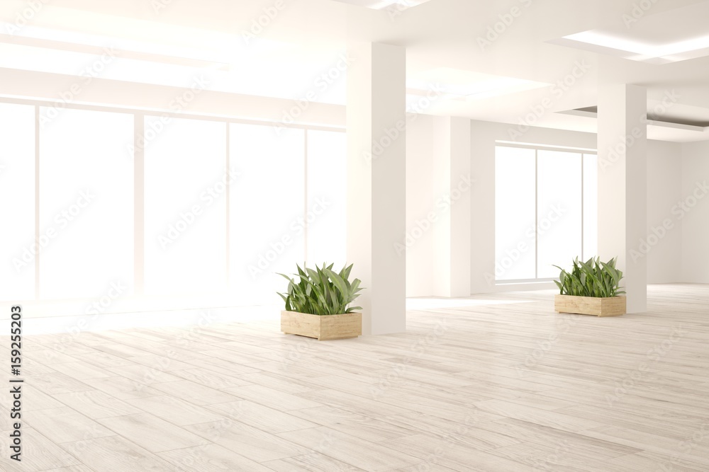 White empty room. Scandinavian interior design. 3D illustration White empty room. Scandinavian interior design. 3D illustration
