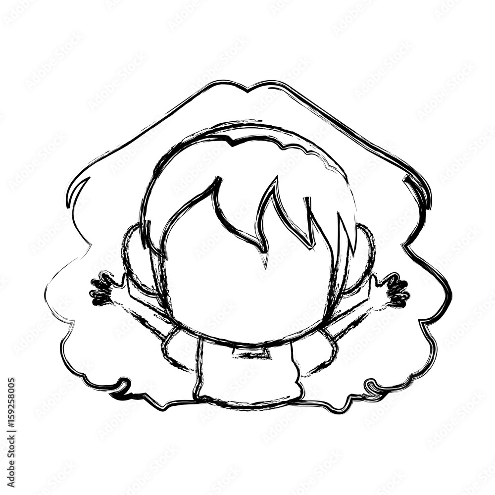 manga anime girl chibi character contour vector illustration manga anime girl chibi character contour vector illustration
