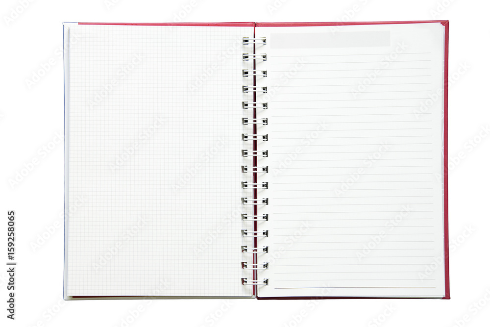Open Lined blank notebook with spiral isolated on white background. Open Lined blank notebook with spiral isolated on white background.