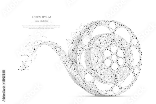 Abstract mash line and point Film reel on white background with an inscription. Cinema concept starry sky or space, consisting of stars and the universe. Vector movie illustration