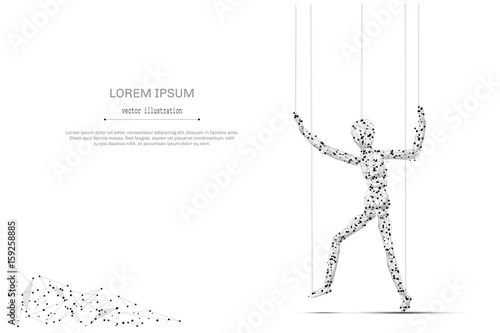 Abstract mash line and point puppet on white background with an inscription. business or political concept starry sky or space, consisting of stars and the universe. Vector business illustration