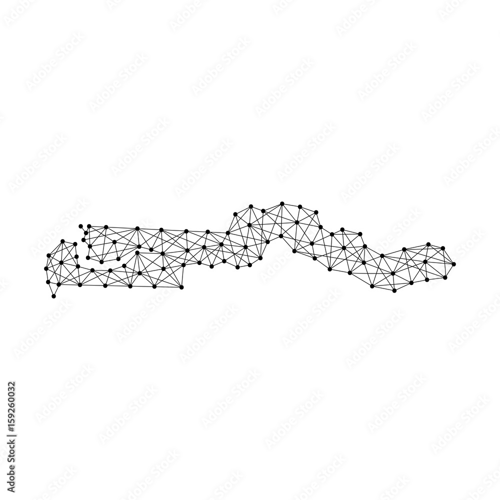 Map of Gambia from polygonal black lines and dots of vector illustration Map of Gambia from polygonal black lines and dots of vector illustration