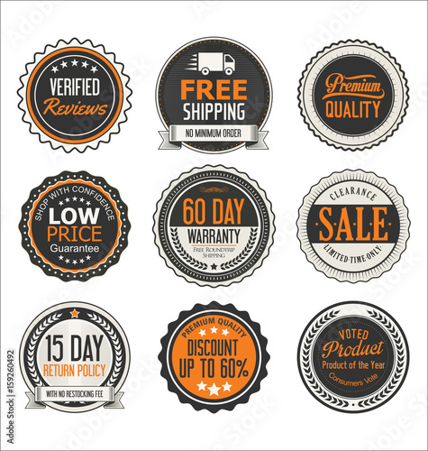 Retro vintage quality badges and labels collection