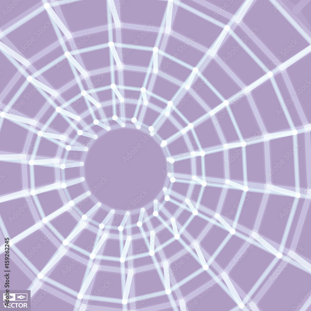 Fototapeta premium Geometric polygonal structure with lines mesh. Digital technology art. 3D Vector illustration.