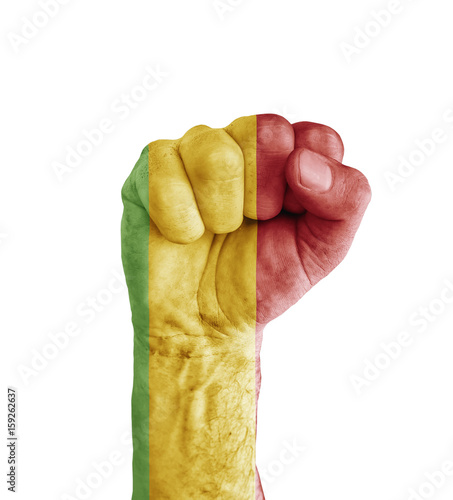 Flag of Mali painted on human fist like victory symbol