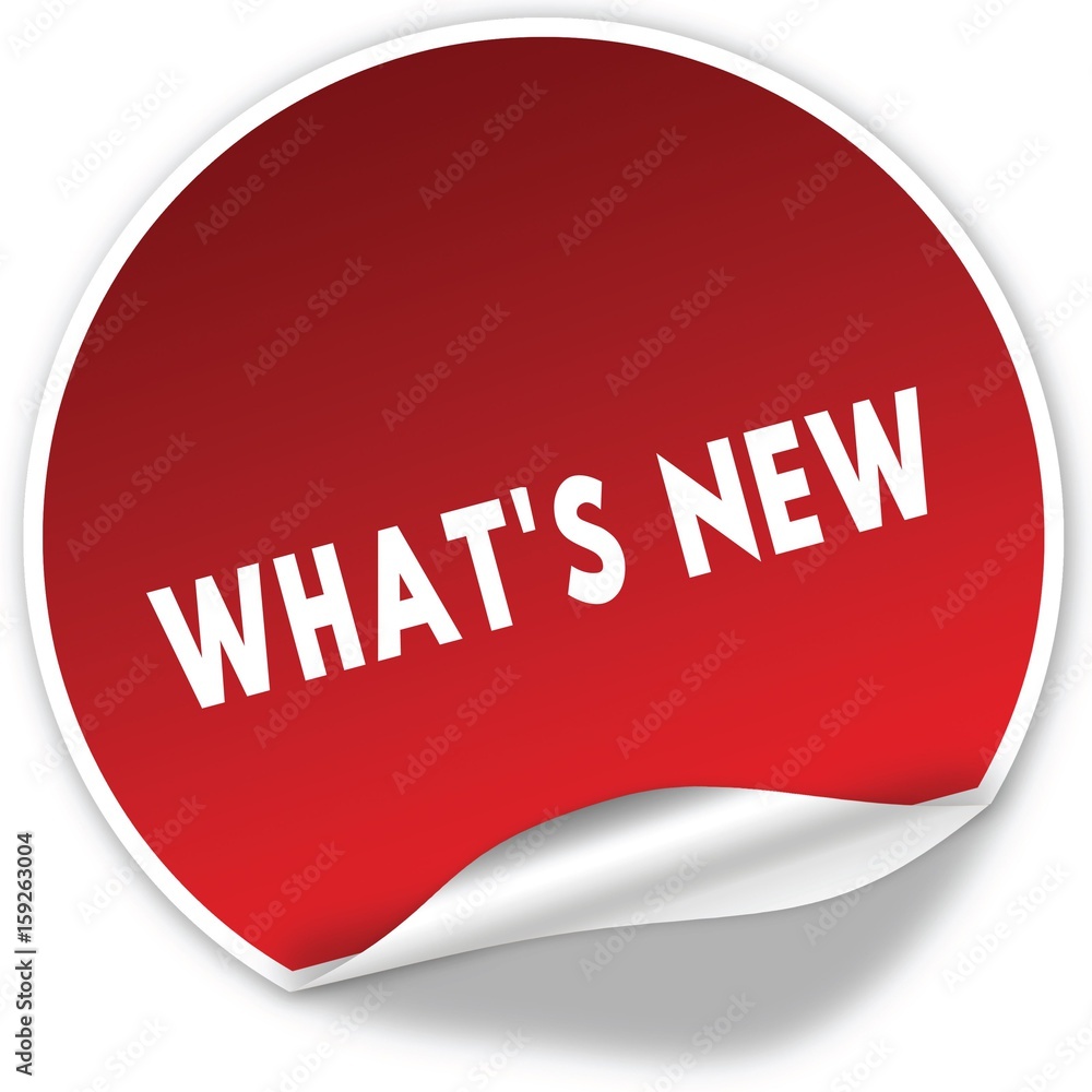 WHAT IS NEW text on realistic red sticker on white background. Stock
