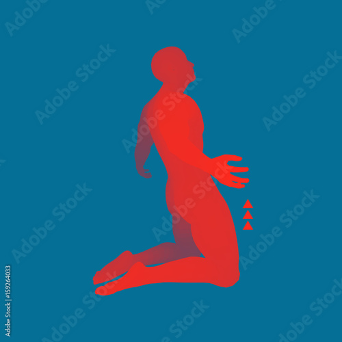 3D Model of Man. Man who prays. Concept for Religion, Worship, Love and Spirituality. Vector Illustration.