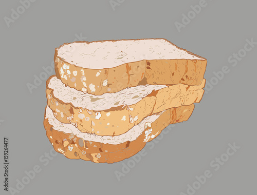 whole wheat bread , multi grain bread, sketch vector.