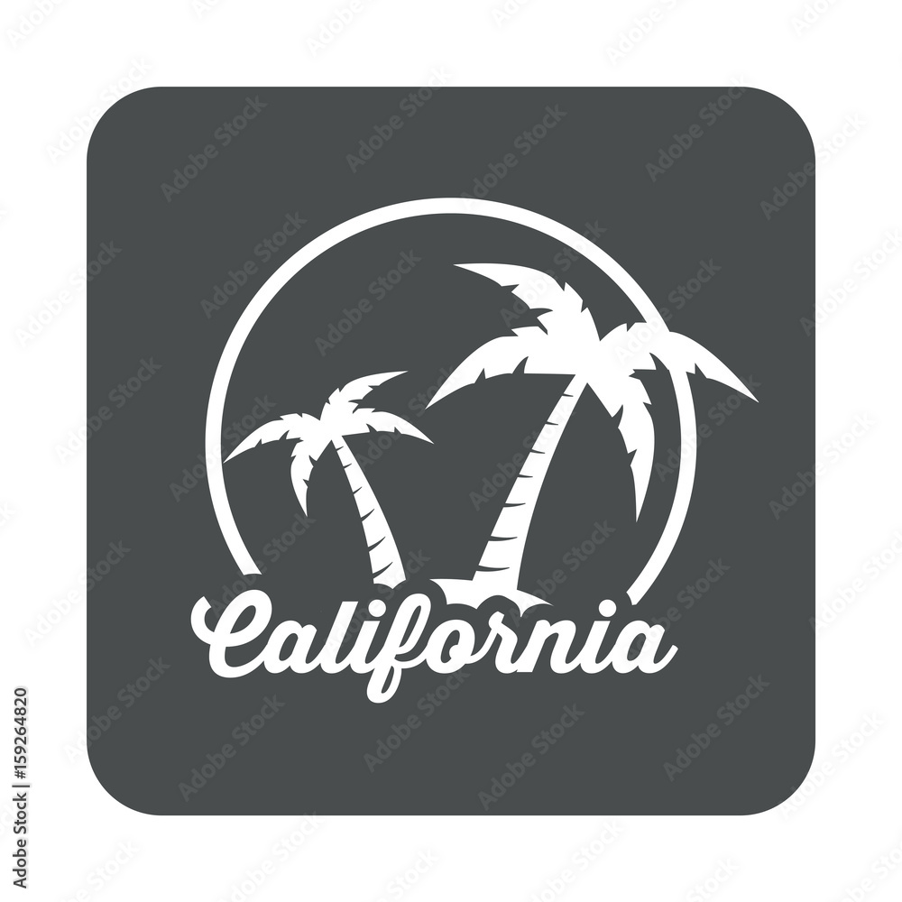 Icono plano California en cuadrado gris