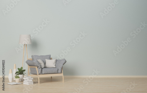 Fototapeta Naklejka Na Ścianę i Meble -  Interior room,armchair and lamp on empty room,vases in the living room,interior background,3D rendering