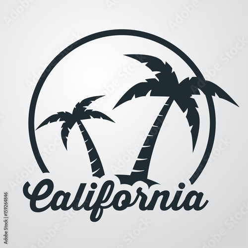 Icono plano California en isla en fondo degradado