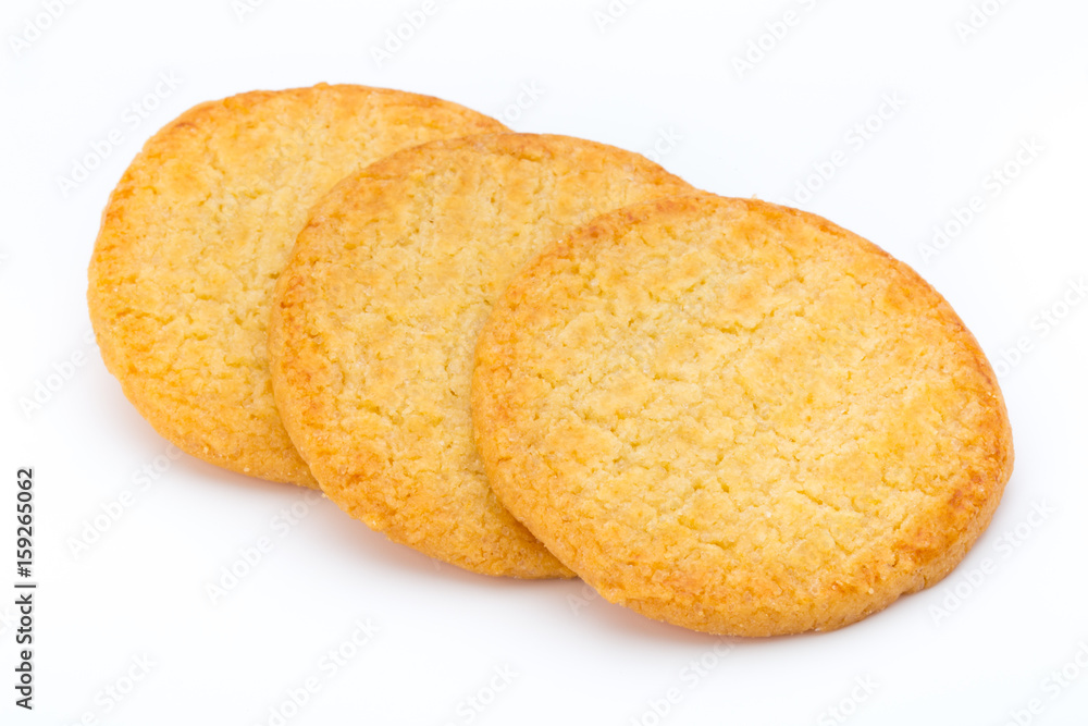 Stacked short pastry cookies isolated on white background. Stacked short pastry cookies isolated on white background.