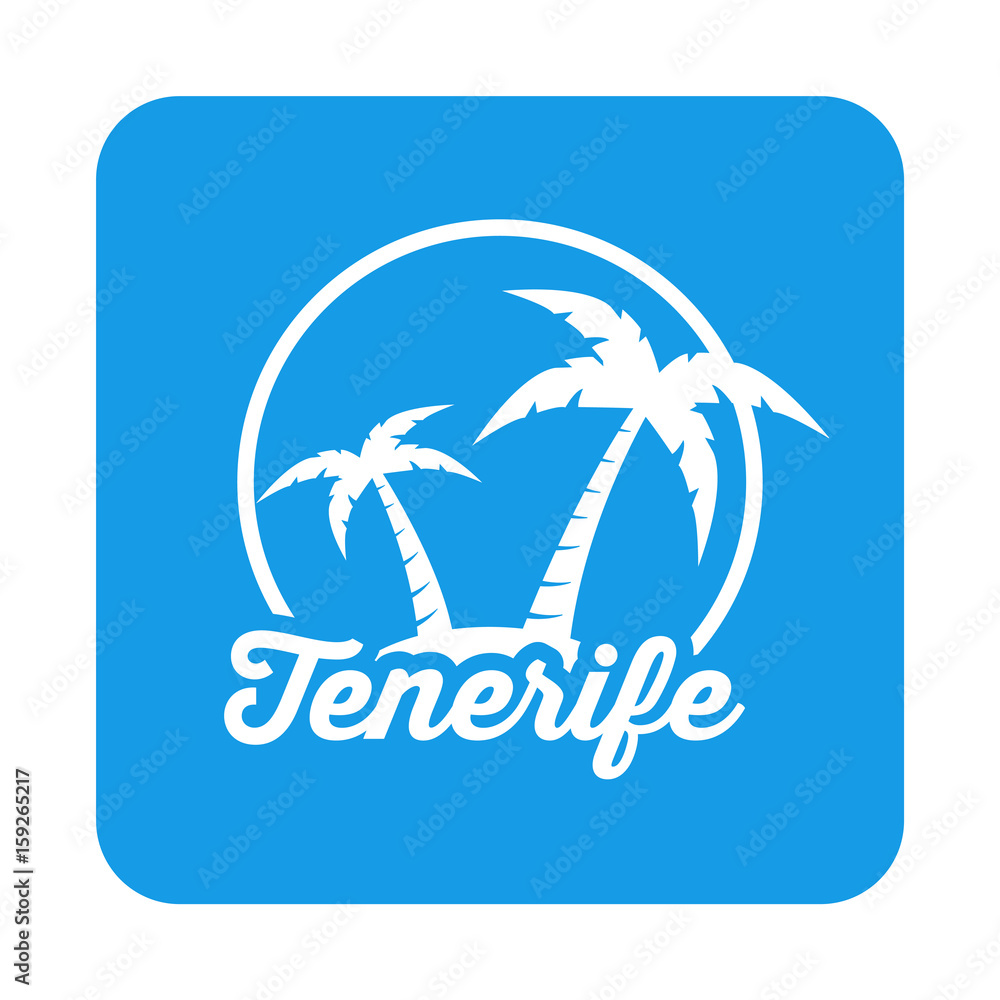 Icono plano Tenerife en cuadrado azul