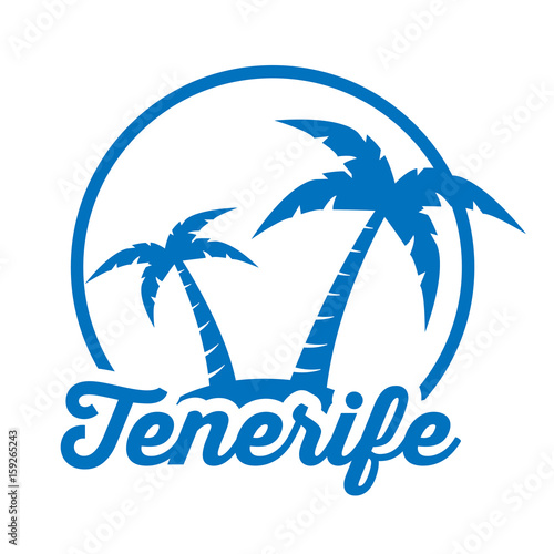 Icono plano Tenerife en isla azul en fondo blanco