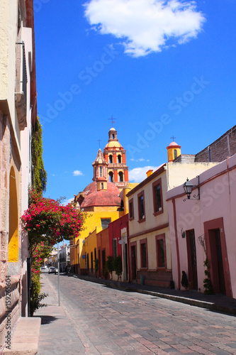 Street with medieval buildings, Queretaro, Mexico photo