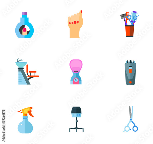 Hairdressing salon icon set