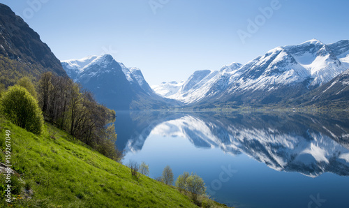 Lovatnet lake in Lodalen valley near Loen
