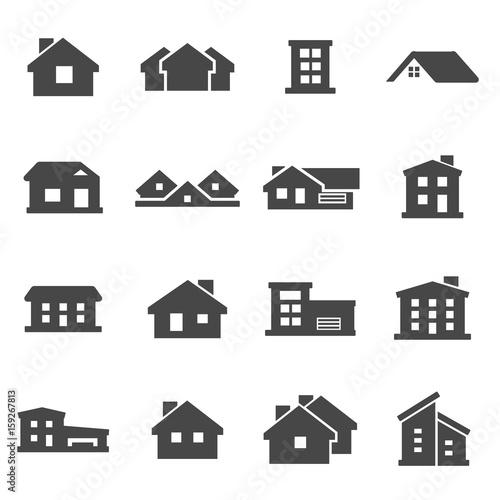 Vector black house icons set