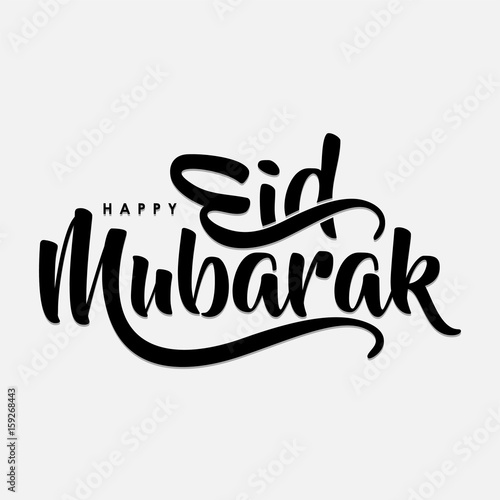 isolated calligraphy of happy eid mubarak with black color