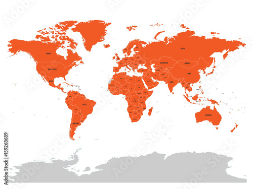 Map of United Nation with orange highlighted member states. UN is an intergovernmental organization of international co-operation. EPS10 vector illustration.