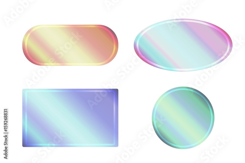 Set of pearlescent banners of different shapes. Vector element for your design