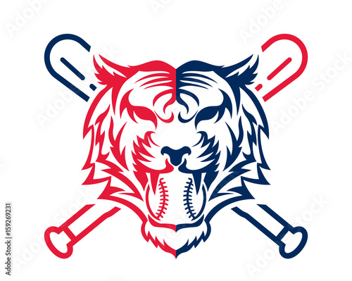 Fototapeta Naklejka Na Ścianę i Meble -  Modern Confidence Animal Sport Illustration Logo - Baseball Tiger Symbol   